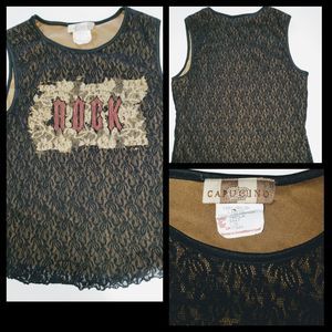 Capucino Juniors LARGE Tank Top Black Lace